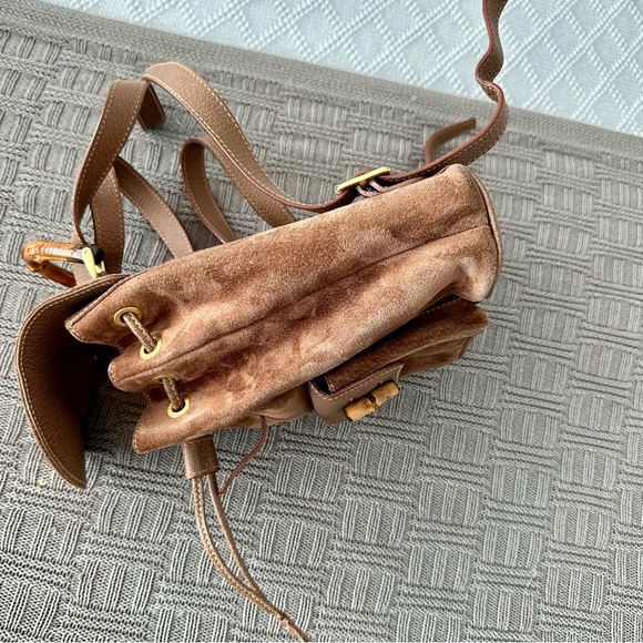 Authentic Gucci Mini Suede Bamboo Backpack - Picture 8 of 16